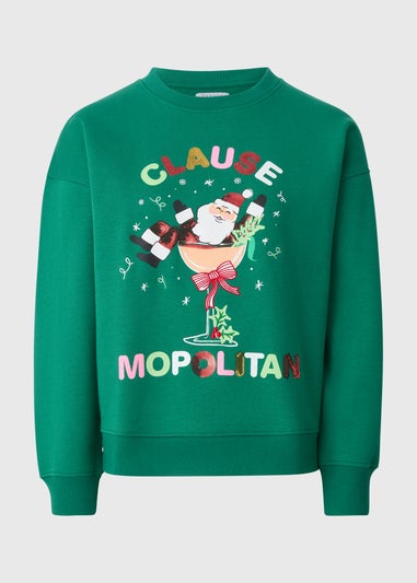 Green Slogan Christmas Sweatshirt
