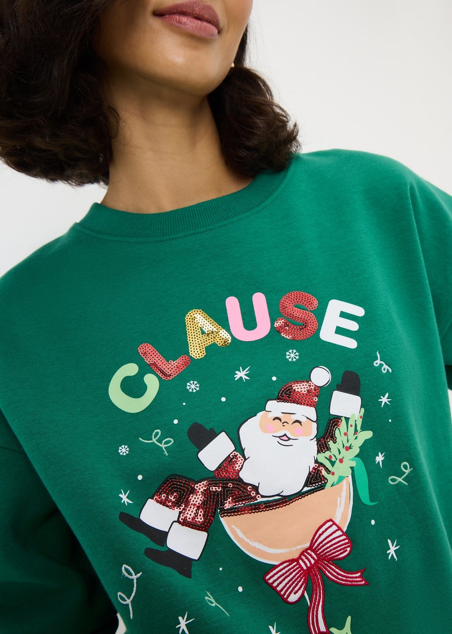 Green Slogan Christmas Sweatshirt