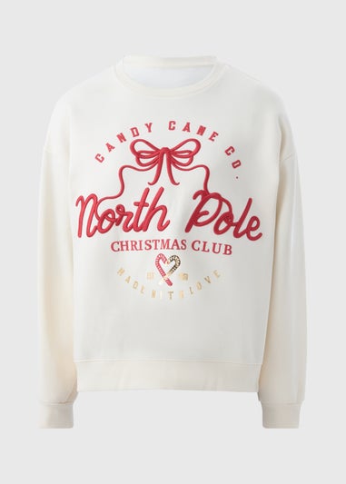 Cream Mini Me Candy Cane Jumper