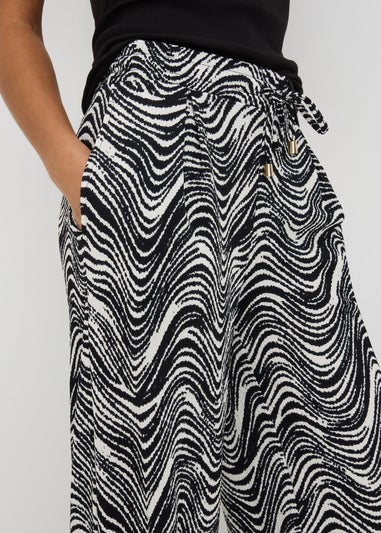 Black Mono Printed Wide Leg Co Ord Trousers
