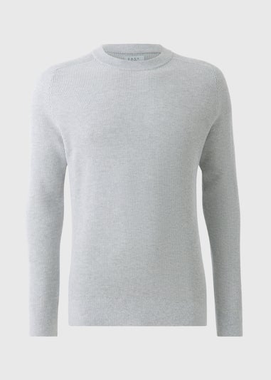 Grey Ribbed Crew Jumper