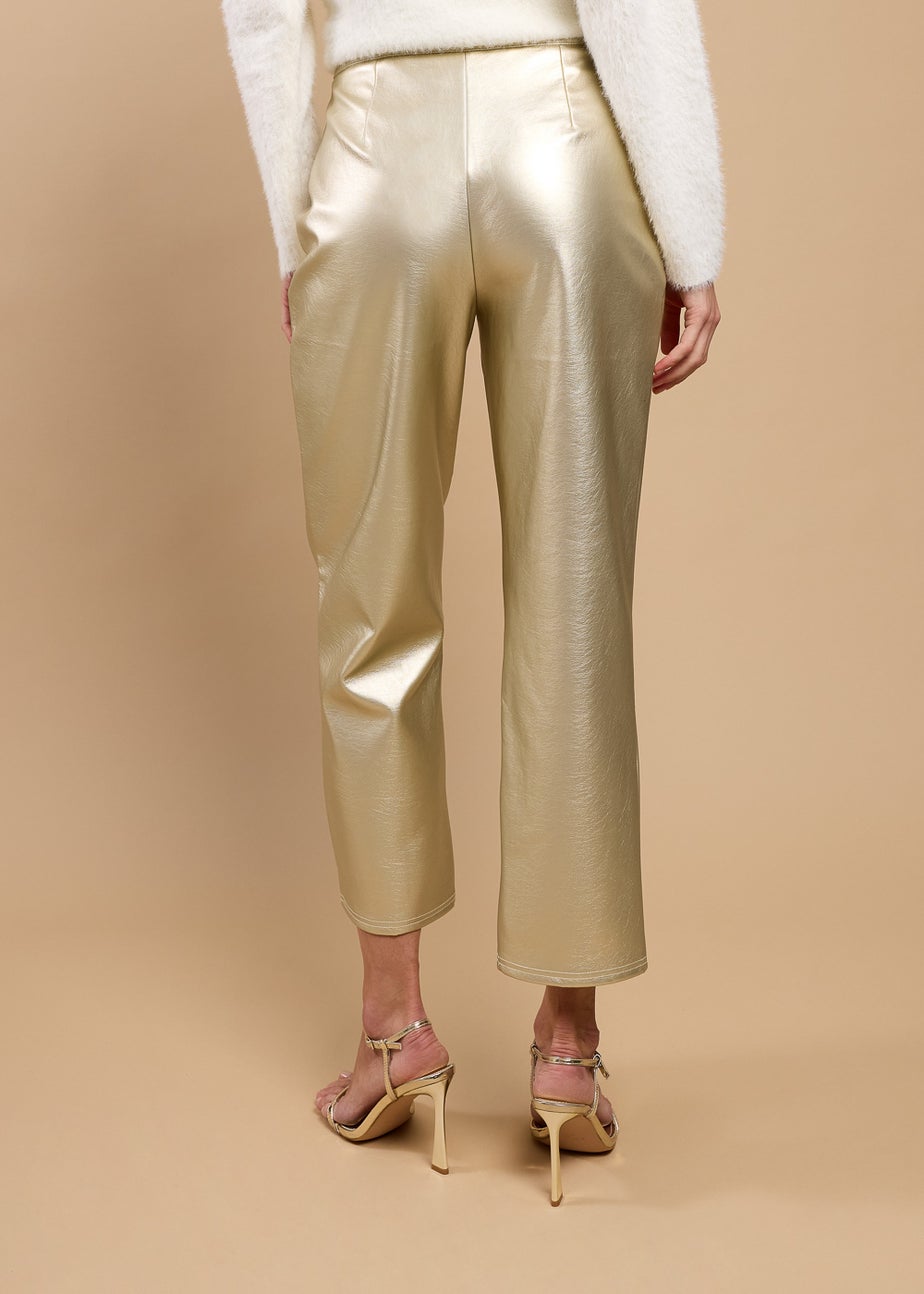 Little Mistress Gold PU Trousers by Vicky Pattison