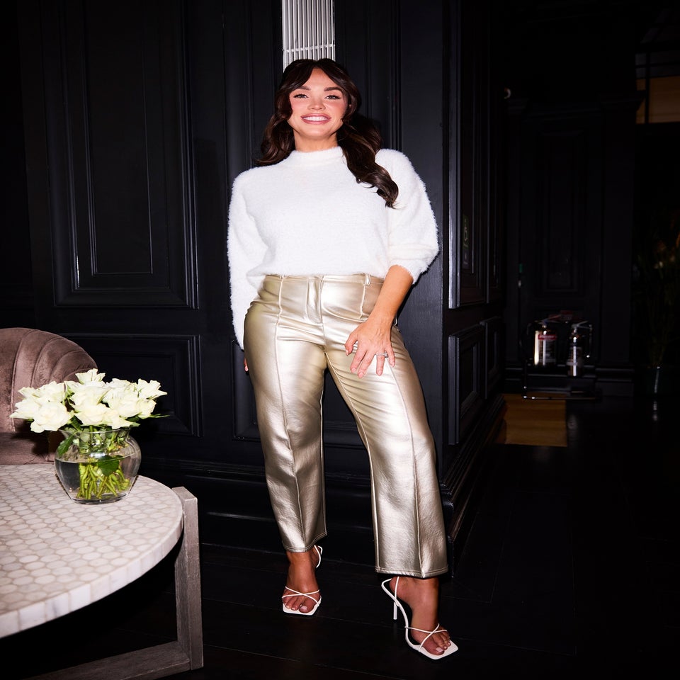 Little Mistress Gold PU Trousers by Vicky Pattison