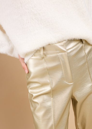 Little Mistress Gold PU Trousers by Vicky Pattison