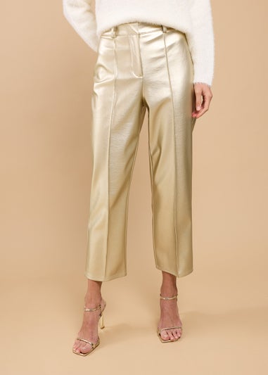 Little Mistress Gold PU Trousers by Vicky Pattison