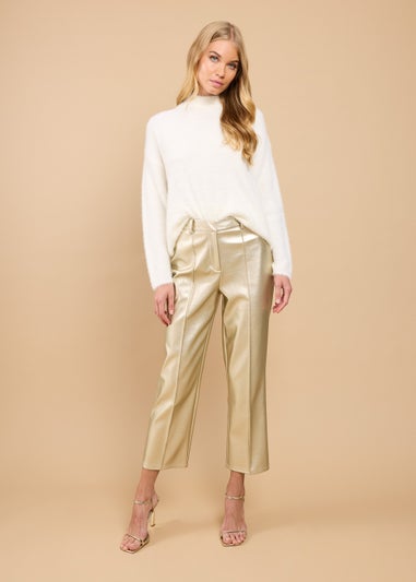 Little Mistress Gold PU Trousers by Vicky Pattison