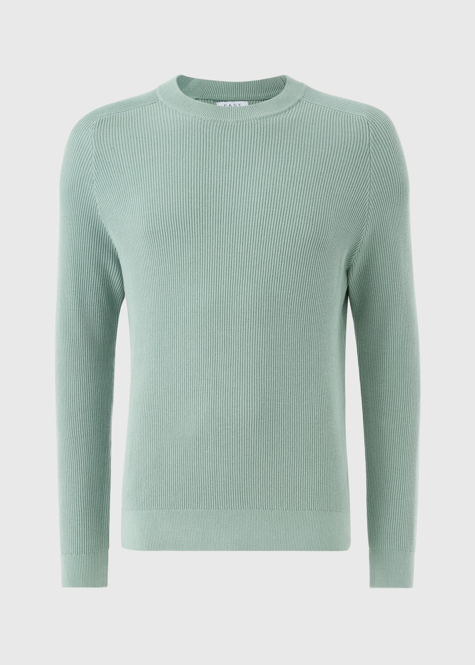 Mint Ribbed Crew Jumper