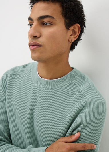 Mint Ribbed Crew Jumper
