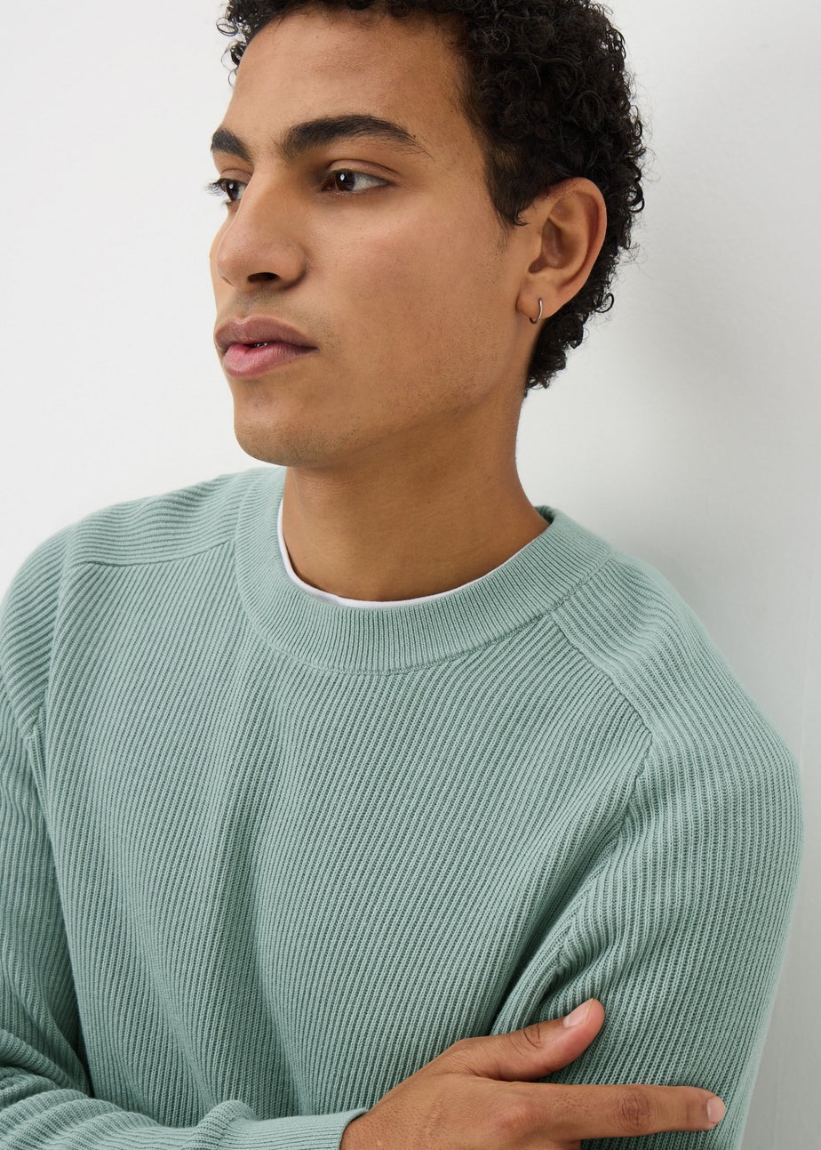 Mint Ribbed Crew Jumper