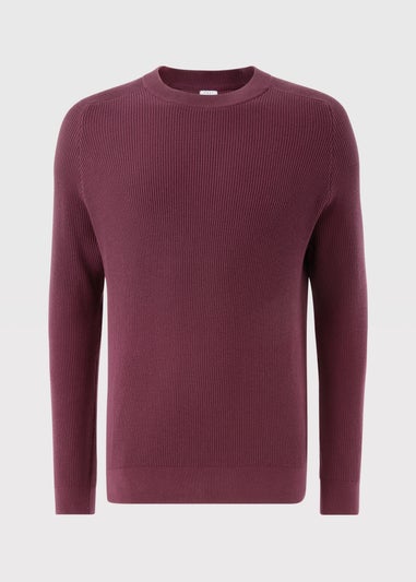 Plum Ribbed Crew Jumper