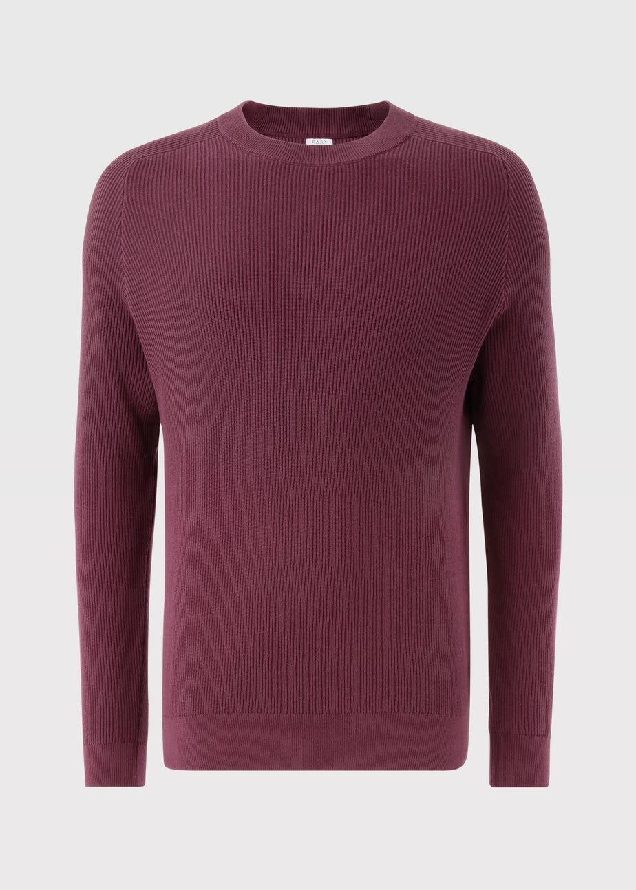 Plum Ribbed Crew Jumper