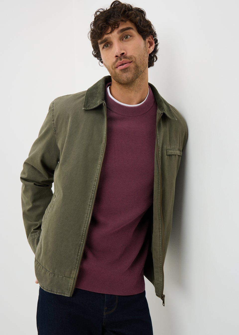 Plum Ribbed Crew Jumper