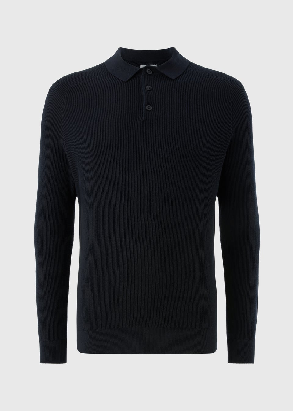 Navy Ribbed Polo Top