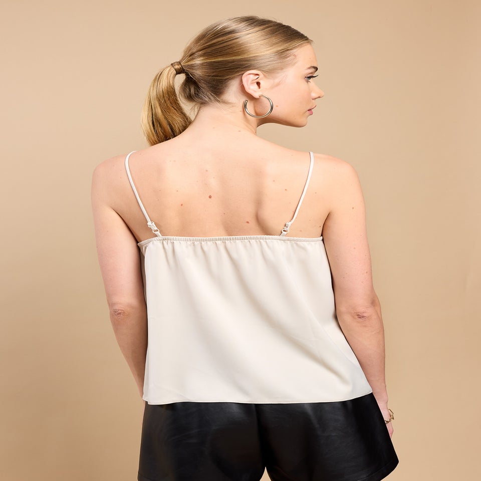 Little Mistress Cream Satin Lace Trim Cami Top by Vicky Pattison