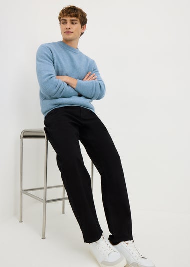 Light Blue Crew Neck Textured Jumper