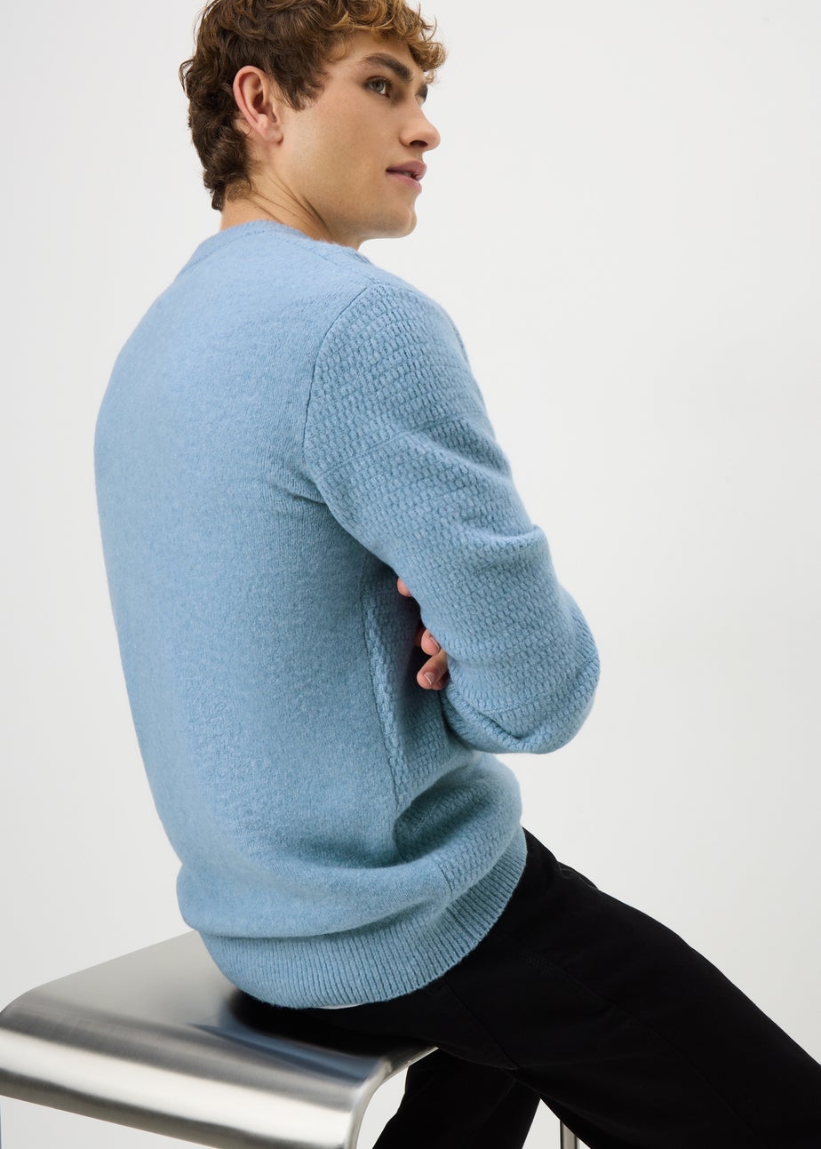 Light Blue Crew Neck Textured Jumper