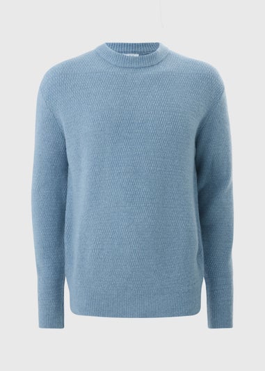 Light Blue Crew Neck Textured Jumper