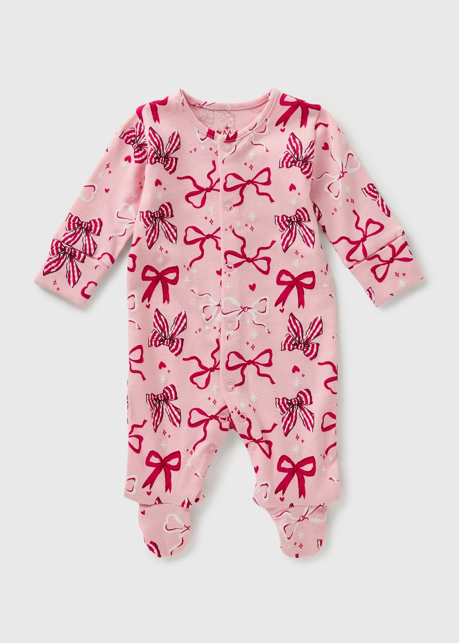 Baby Pink Bow Mini Me Sleepsuit (Newborn-23mths)