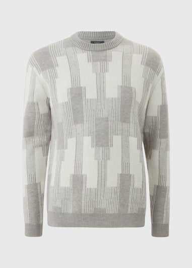Ecru Abstract Long Sleeve Jumper