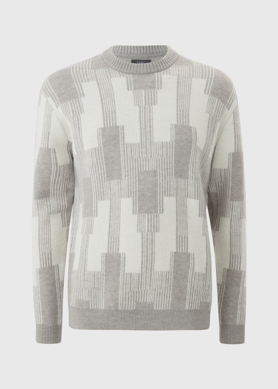 Ecru Abstract Long Sleeve Jumper