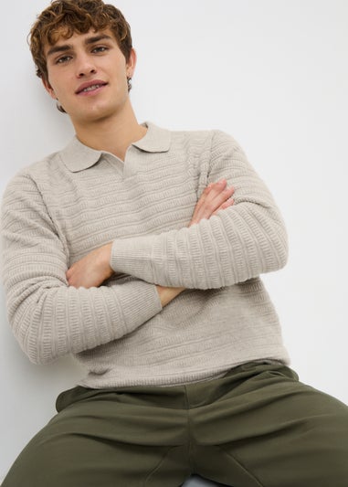 Stone Open Neck Polo Top