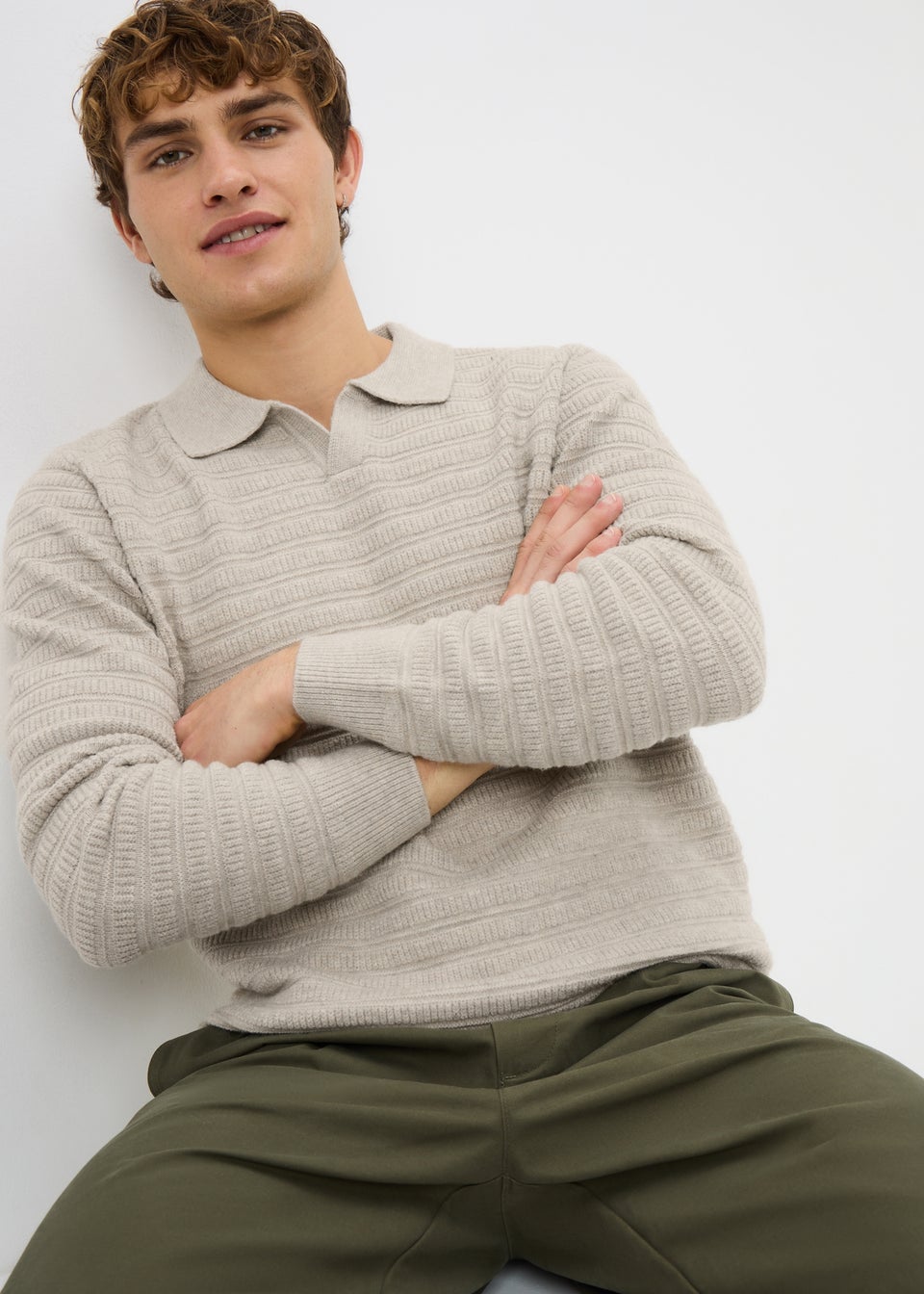 Stone Open Neck Polo Top