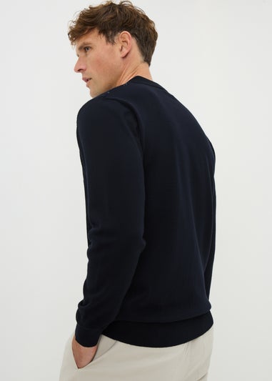 Navy Textured Polo Top