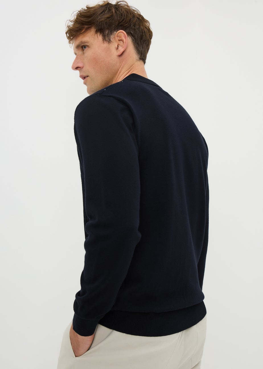 Navy Textured Polo Top