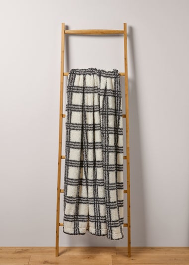 Cream & Black Stripe Teddy Throw