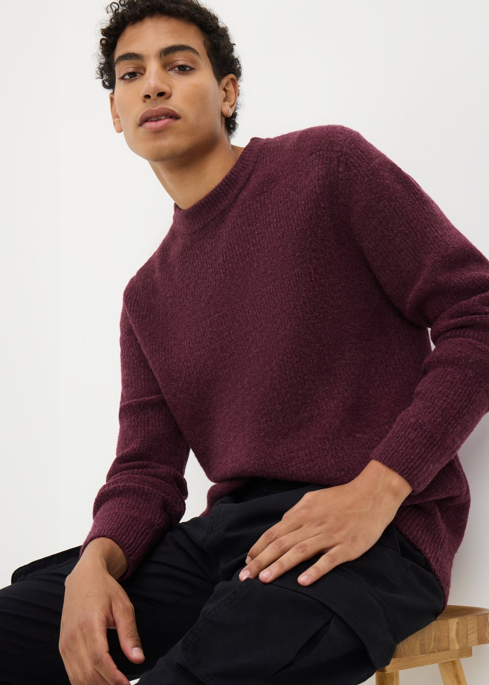 Burgundy Cosy Crew Neck Jumper