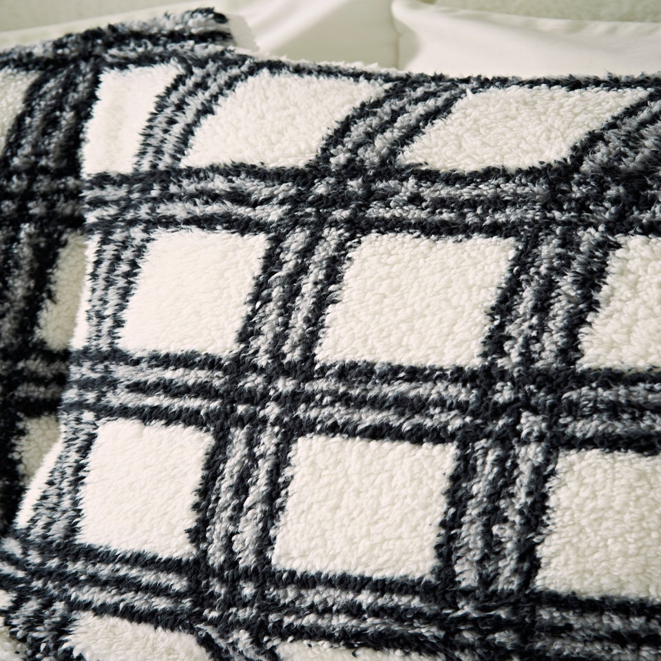 Black & White Check Teddy Duvet Set