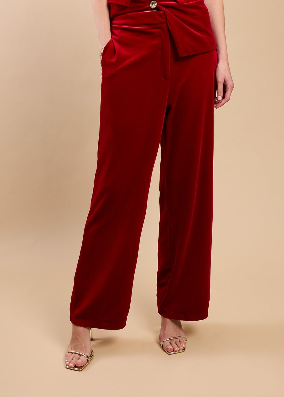 Little Mistress Ruby Red Wide Leg Trousers by Vicky Pattison