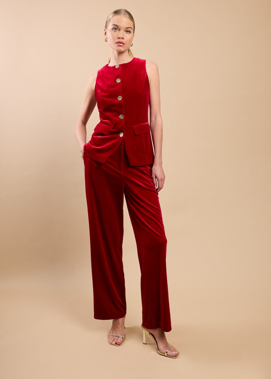 Little Mistress Ruby Red Wide Leg Trousers by Vicky Pattison