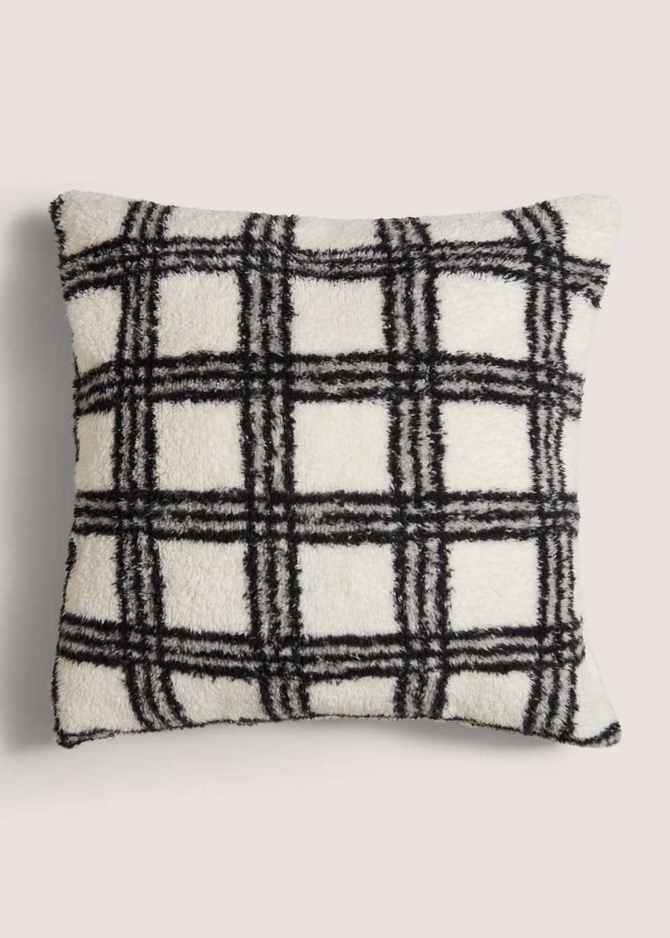 Cream & Black Stripe Teddy Cushion