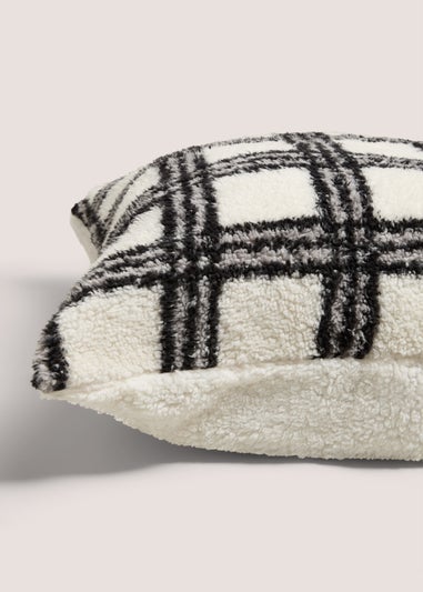 Cream & Black Stripe Teddy Cushion