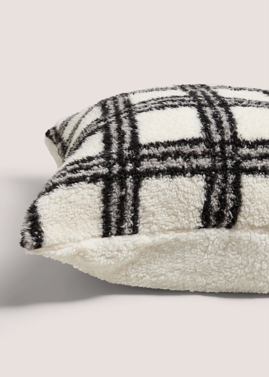 Cream & Black Stripe Teddy Cushion