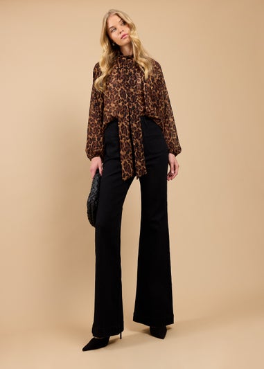 Little Mistress Leopard Print Chiffon Bow Detail Blouse by Vicky Pattison