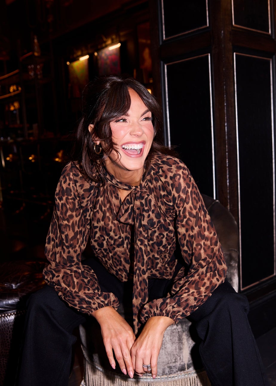 Little Mistress Leopard Print Chiffon Bow Detail Blouse by Vicky Pattison