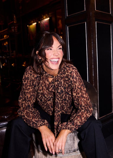 Little Mistress Leopard Print Chiffon Bow Detail Blouse by Vicky Pattison