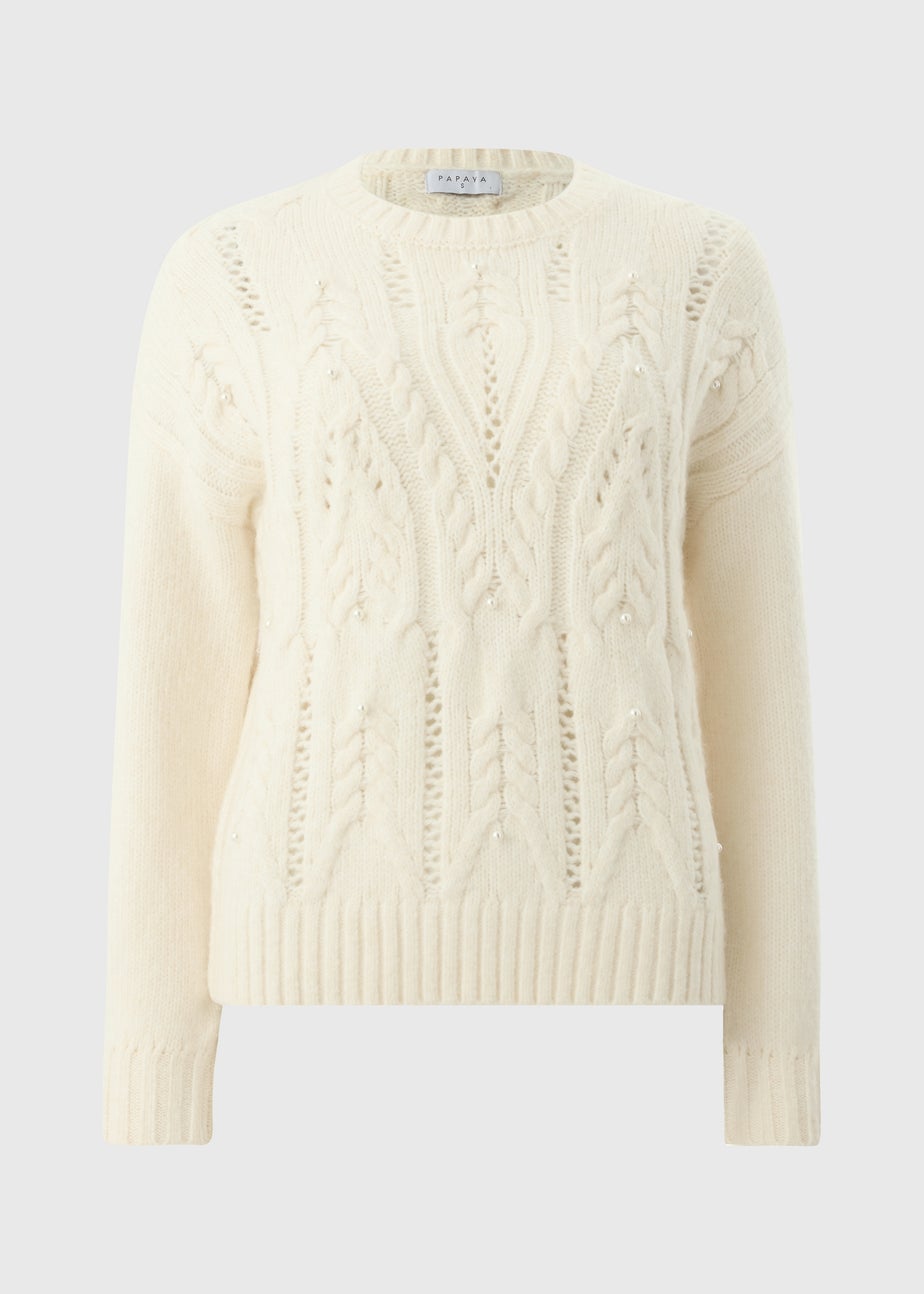 Papaya Petite Cream Pearl Cable Jumper
