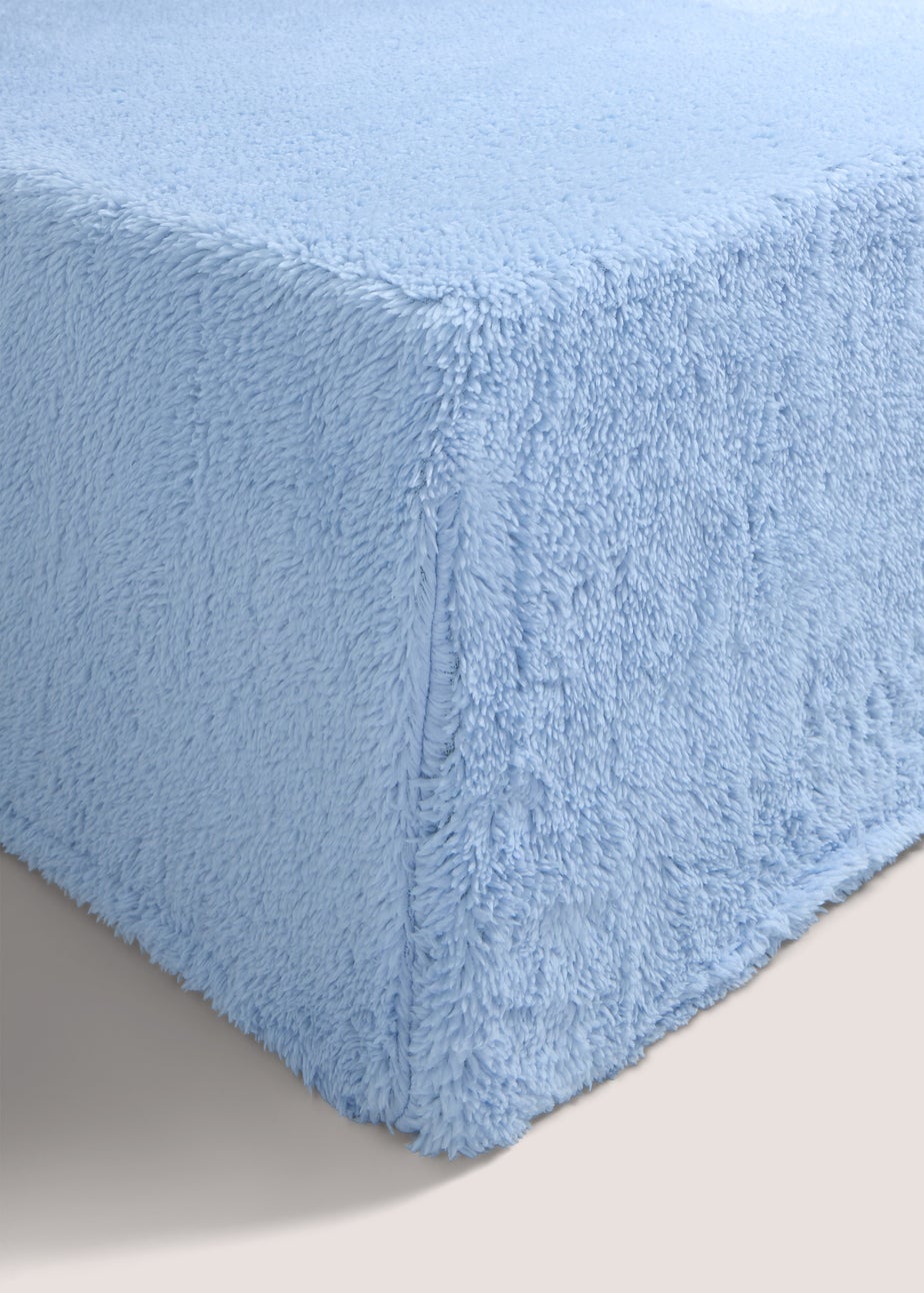 Blue Teddy Fleece Fitted Sheet