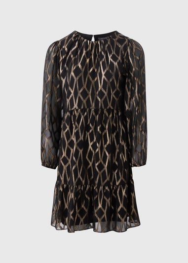 Papaya Petite Gold Foil Mesh Mini Dress