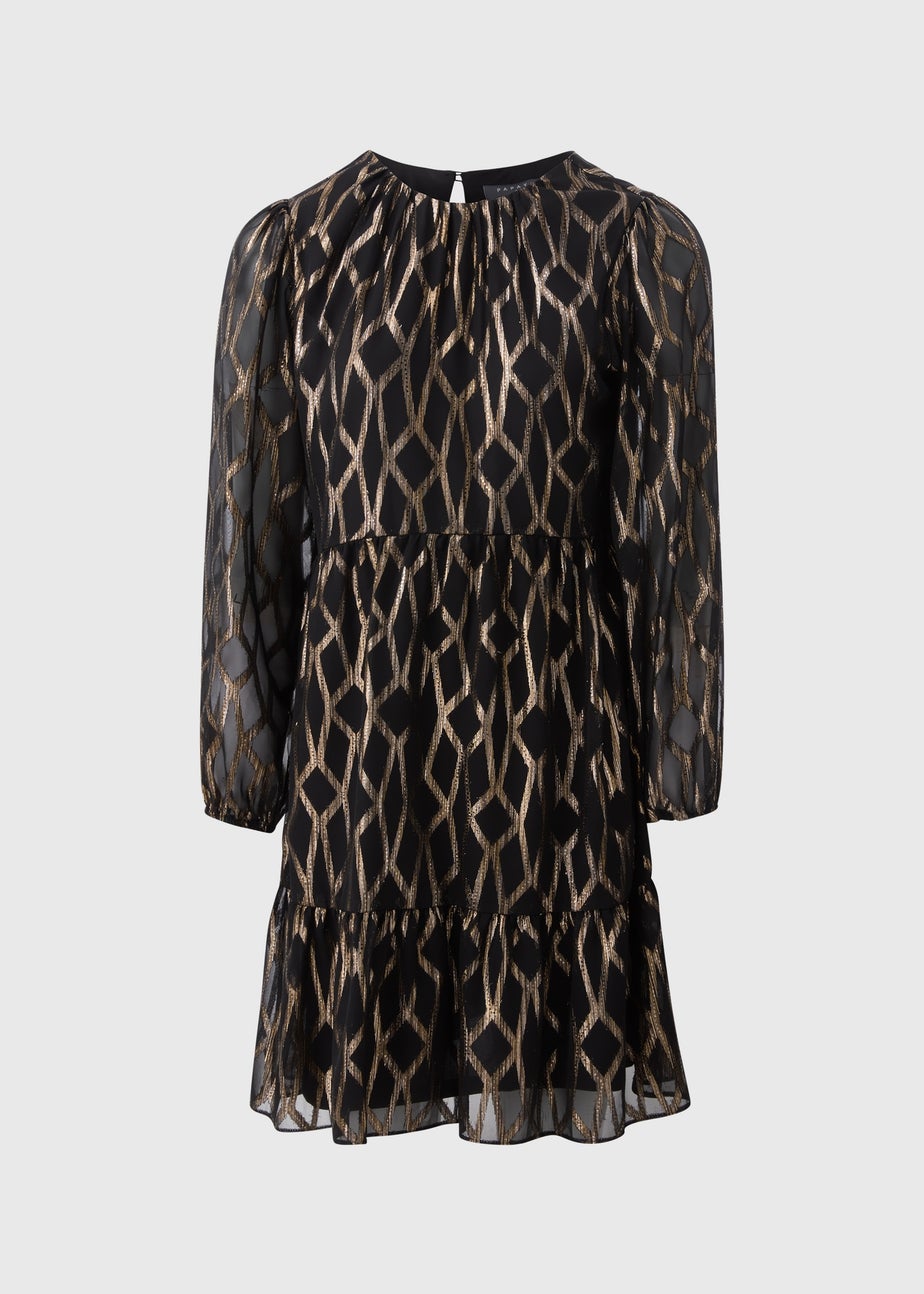 Papaya Petite Gold Foil Mesh Mini Dress