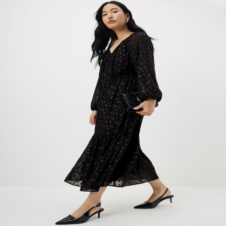 Papaya Petite Black Chiffon Midaxi Dress