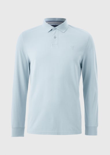 Lincoln Blue Long Sleeve Textured Polo Shirt