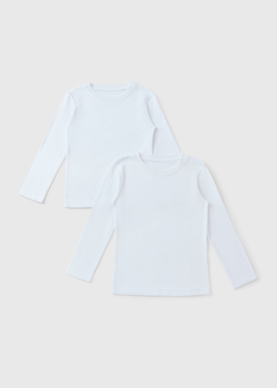 2 Pack Boys White Long Sleeve Tops
