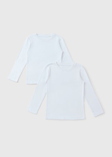 2 Pack Boys White Long Sleeve Tops