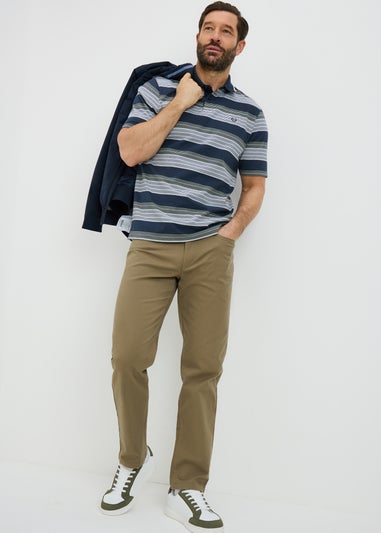 Lincoln Navy Striped Smart Polo Shirt