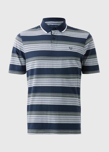 Lincoln Navy Striped Smart Polo Shirt