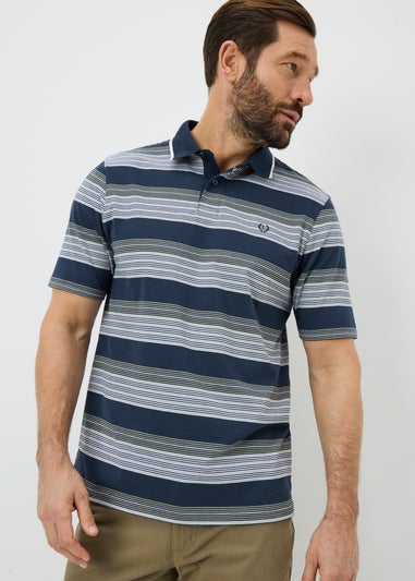 Lincoln Navy Striped Smart Polo Shirt